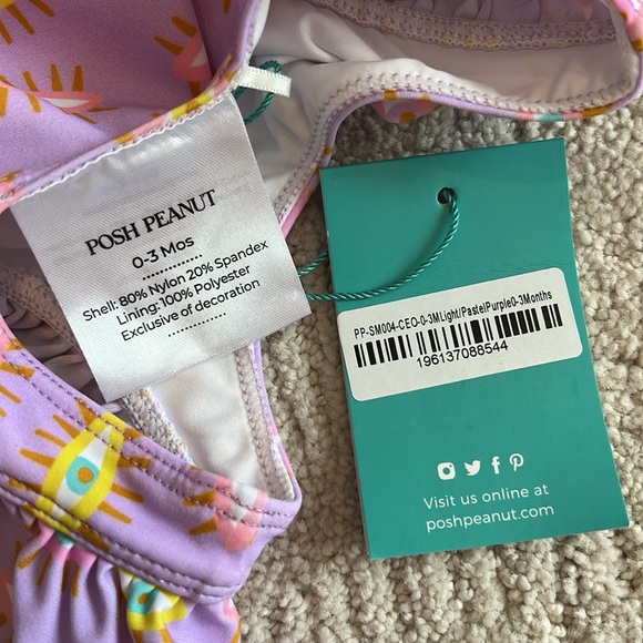 Posh Peanut evil eye baby girl purple one piece bathing suit - Picture 9 of 9